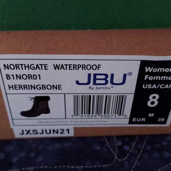 NIB JBU Northgate herringbone faux fur booties, women's size 8 - Picture 7 of 7